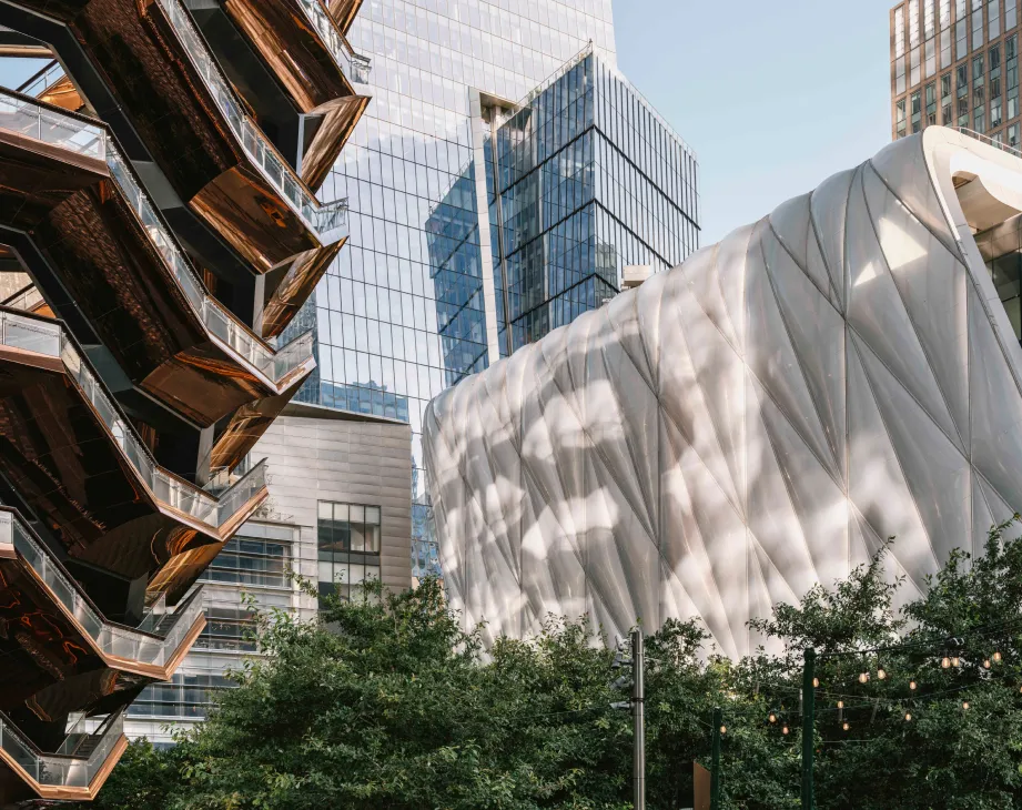 The Vessel and The Shed, iconic architectural icon in New York City's Hudson Yards.
